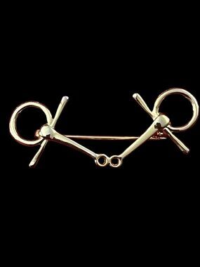 Gold Tone Full Cheek Snaffle Bit Horse Equestrian Stock Pin